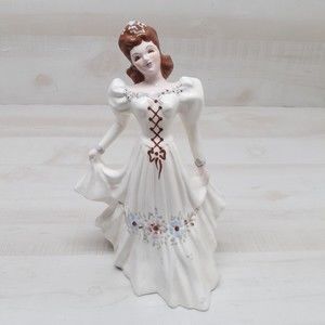 Vintage Figurine Florence Ceramics Flower Holder Woman Floral Dress 9"